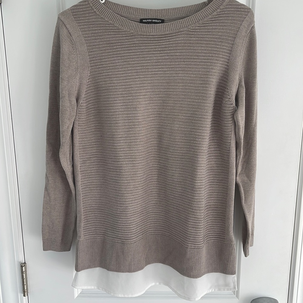 Light Brown/Tan Crewneck long sleeve sweater shirt blouse